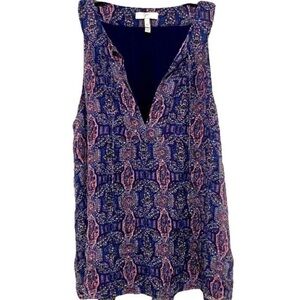 Joie Navy and Pink Patterned Blouse Sz XS
